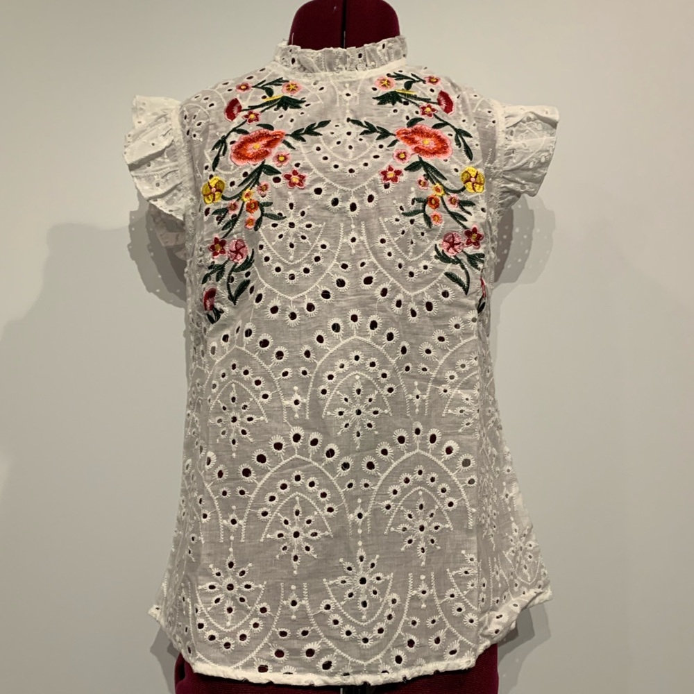 Embroidered lace top